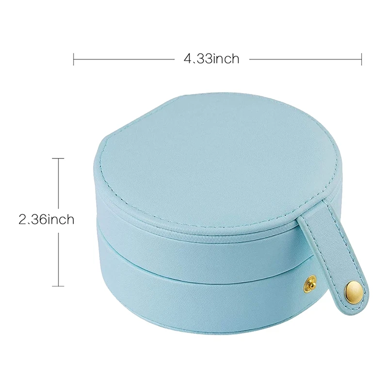 

AU -Jewelry Box, PU Leather Travel Jewelry Box 2-Layer Storage Box Display Storage Box, Gift Box with Mirror Light Blue