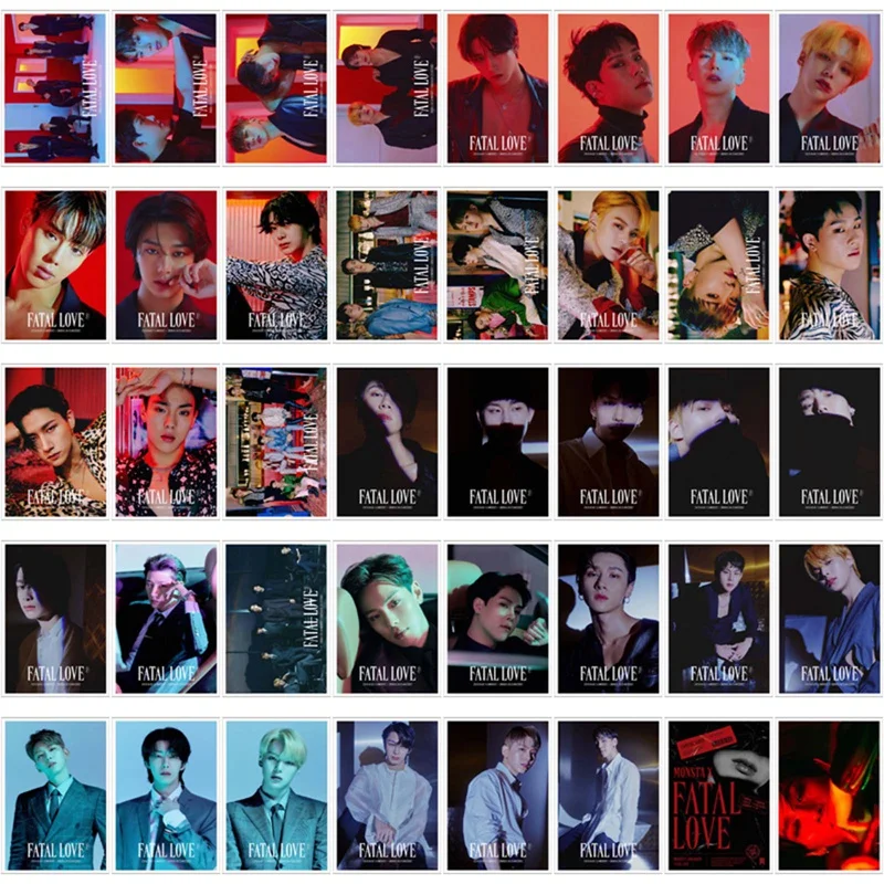 40PCS/Set Kpop Monsta X Double Side LOMO Card New Album FATAL LOVE Photocards Fans Collection Iron Box Boutique