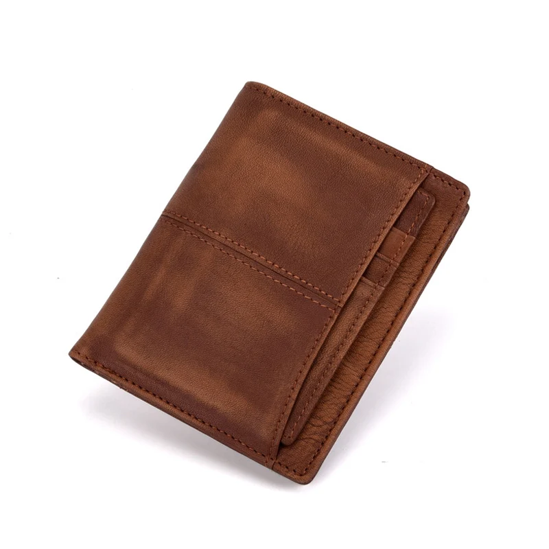 

Men Oil Wax Cowhide Wallet Vintage Bifold Small Clutch Money Bags Famous Brand Short RFID Multi Card Holder Birthday Gift Male