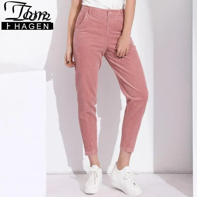 Женские свободные брюки шаровары Tom Hagen повседневные вельветовые большого