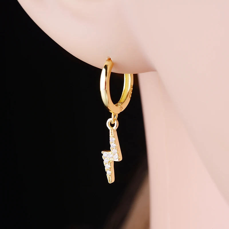 FC ювелирные изделия 925 серебро маленький золотой цвет молния Цирконий