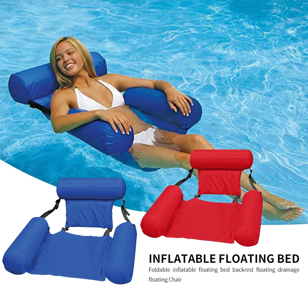 

Inflatable mat Water Bed Swimming Pool Folding Adjustable With Backrest Entertainment Safe Inflatable Hammock Chair Air Mattress