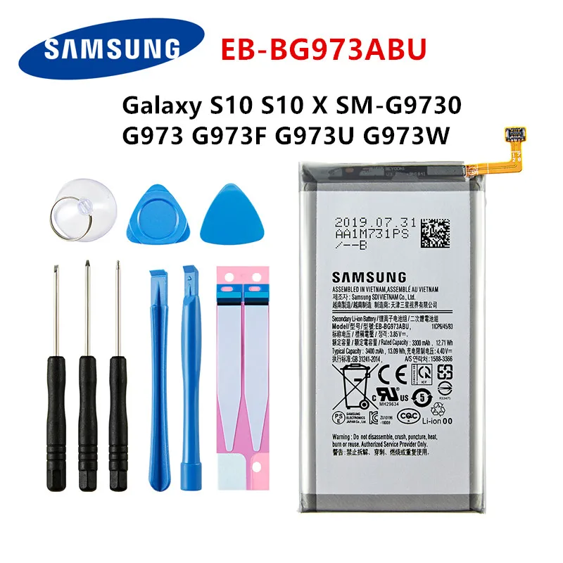 samsung orginal eb bg973abu 3400mah battery for samsung galaxy s10 s10 x sm g9730 sm g973 g973f g973u g973w mobile phone tools free global shipping