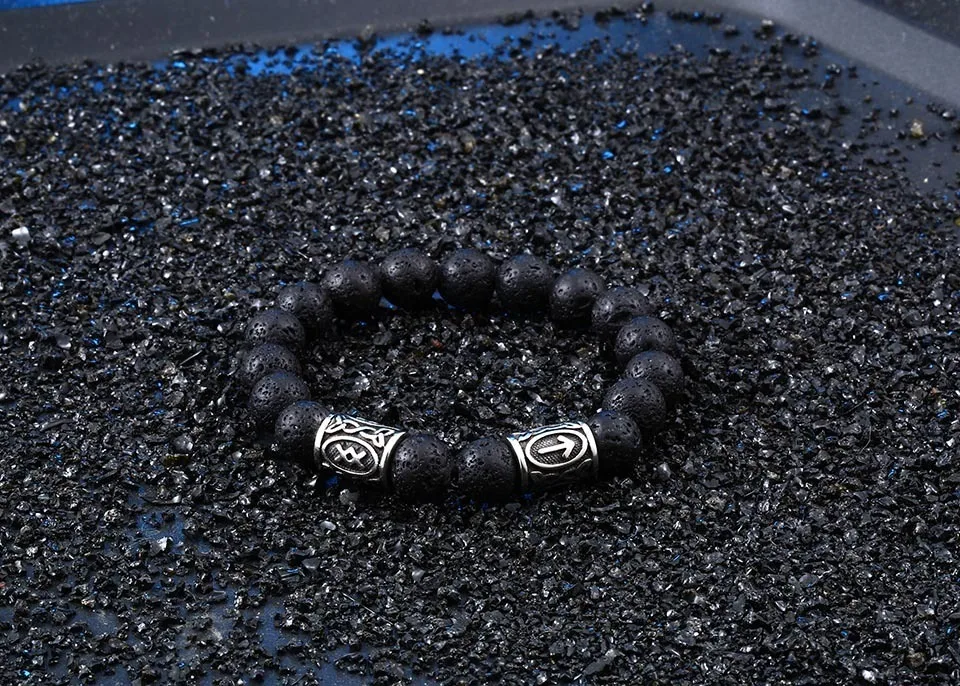 Pulseira Masculina, черный камень лавы, мужские ювелирные изделия, Тор молот Викинга, модный браслет, браслет для женщин, ювелирные изделия для любви HSS001
