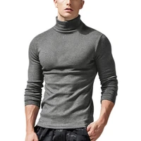 mens tight collar long sleeved autumn and winter european or american mens clothing solid color irt