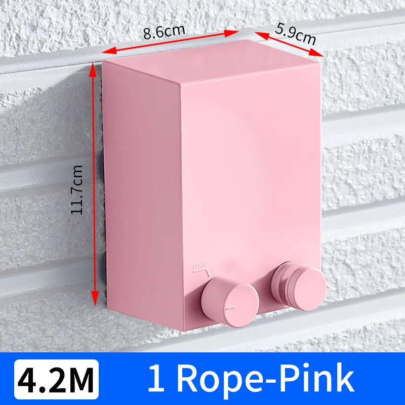 1 Rope-Pink Выдвижная Веревка для белья Крытый открытый веревка телескопическая нержавеющая веревка невидимая одежда настенная сушилка для белья - Цвет: 1 Rope-Pink