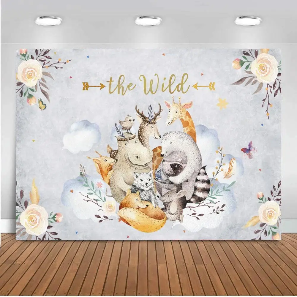 

Wild One Backdrop Animal Tribal Party Background Chirlden Birthday Party Banner Backdrops Cake Table Booth Decoration