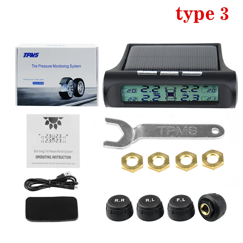 Датчик давления в шинах tpms на солнечной батарее USB датчик с ЖК дисплеем внешний