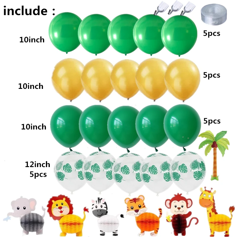 

1st Kids Birthday Party Decorations Safari Animal Balloon Arch Kit Jungle Animal Paper Fans Kit Zoo animal Balloon Garland Kit