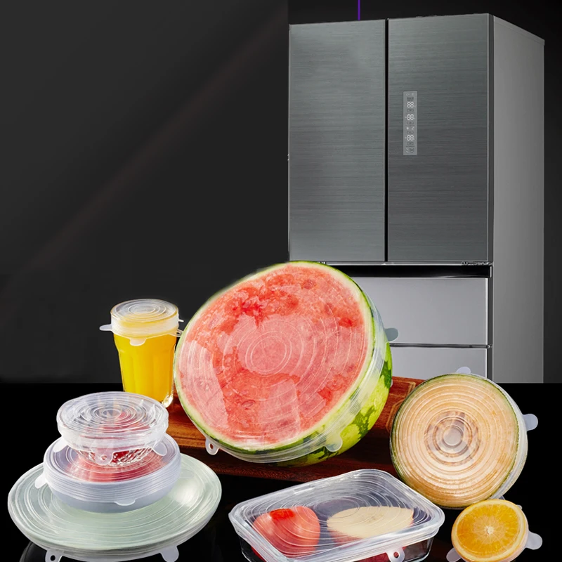 УНИВЕРСАЛЬНЫЕ СИЛИКОНОВЫЕ растягивающиеся пищевые крышки многоразовые для