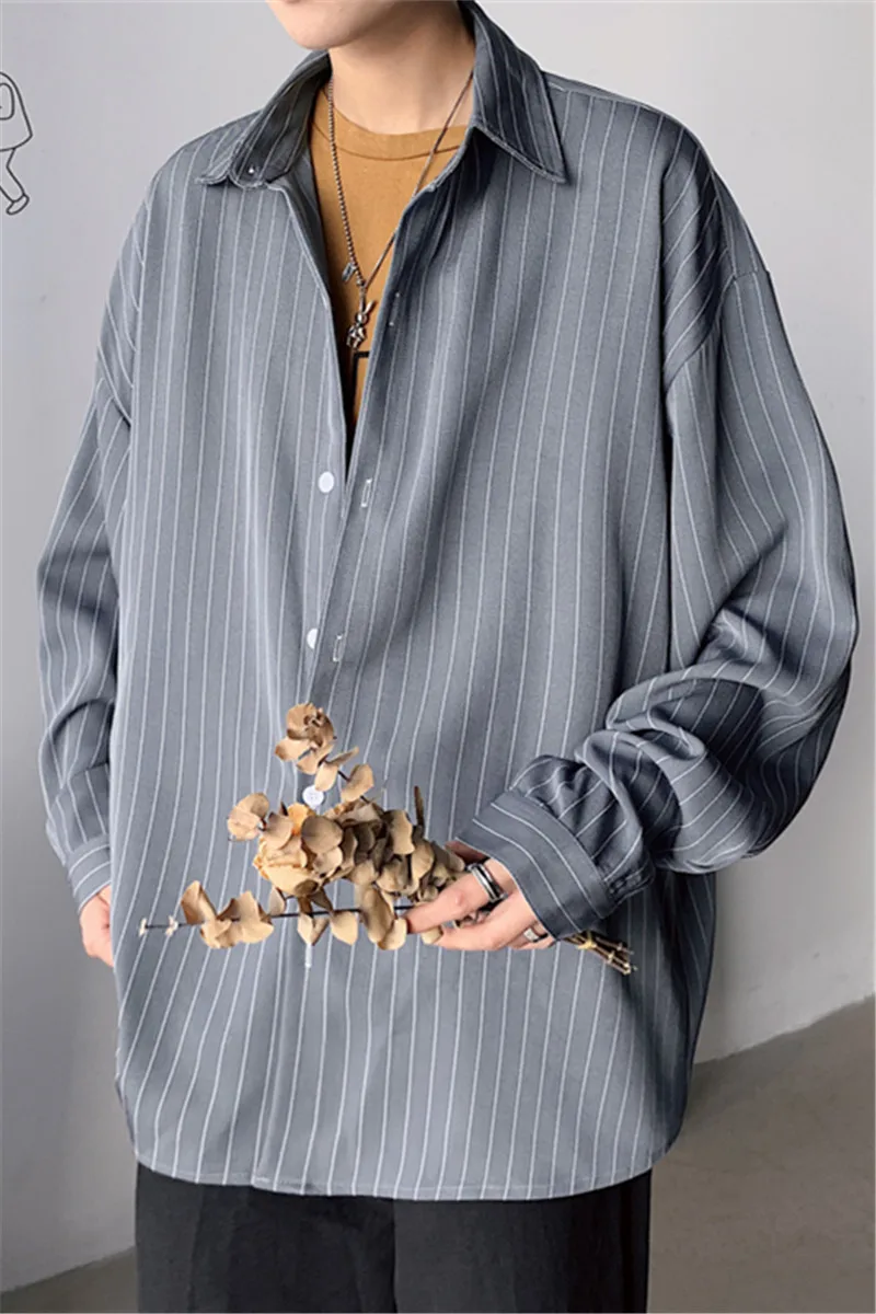 Новинка весна-осень 2020 мужская полосатая Однотонная рубашка с длинным рукавом