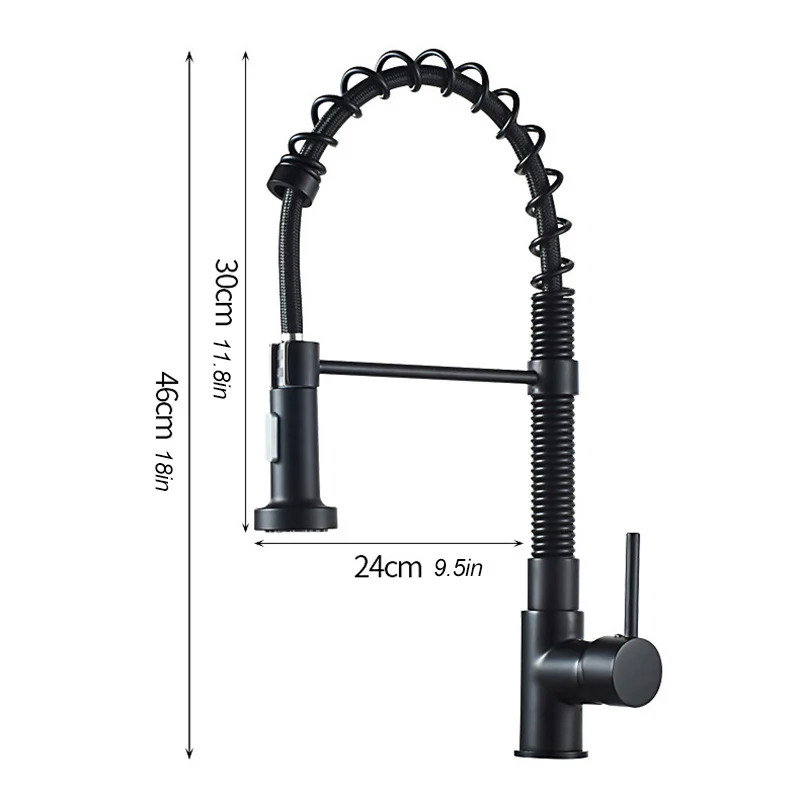 

Wetips Black Kitchen Spring Faucet Kitchen Faucet Mixer Tap With Household Single Handle 360 Swivel Spout Kitchen Faucets Set