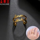 Двухслойное кольцо Auxauxme с именами для женщин, мужчин, ювелирные изделия для влюбленных на день рождения, свадьбу, подарки из нержавеющей стали