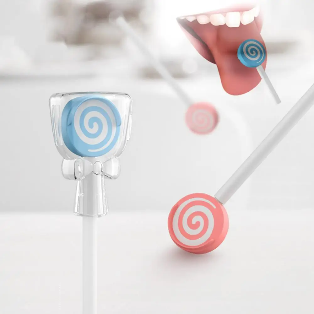 Limpiador y rascador de lengua con forma de piruleta para beb&eacute;, limpieza Oral, respiraci&oacute;n fresca, herramienta de cuidado-5