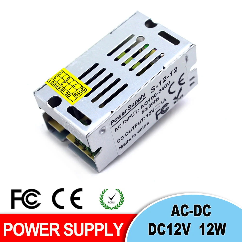 Мини размер импульсный источник питания DC 12 V 1A W Led Драйвер трансформатор адаптер 100 240 AC к DC12V SMPS для