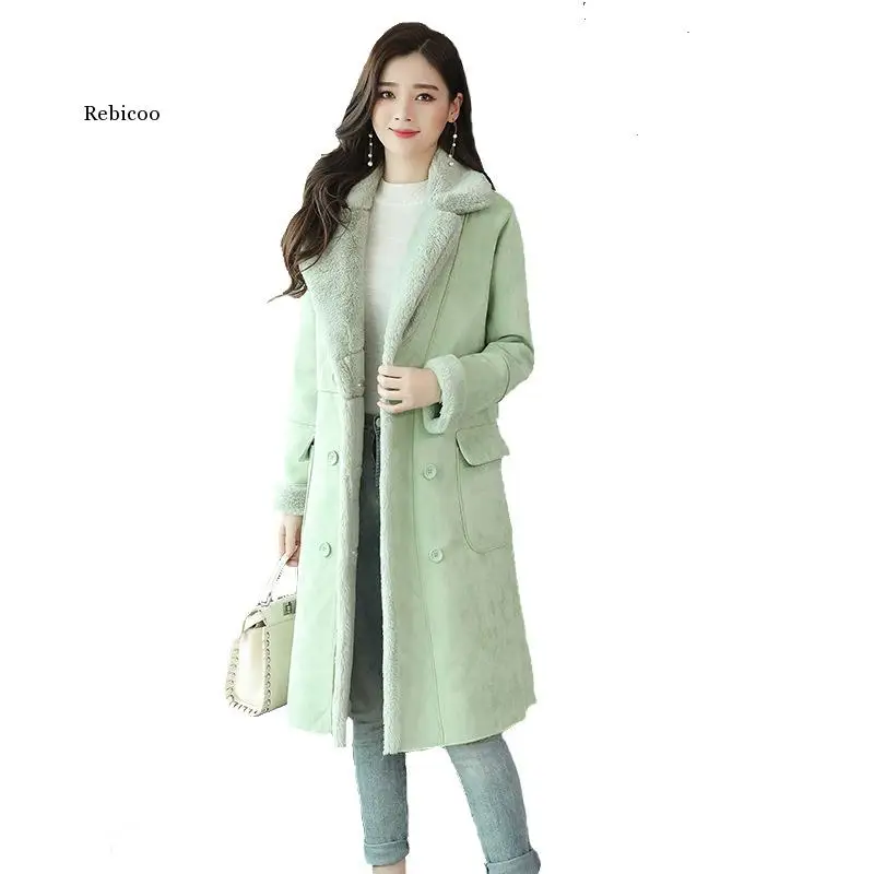 

Women's Winter Sheepskin Coat Very Warm Lamb Fur Ladies Korean Cropped Outerwear Loose Female Long Suede Clothing 2Xl Autumn