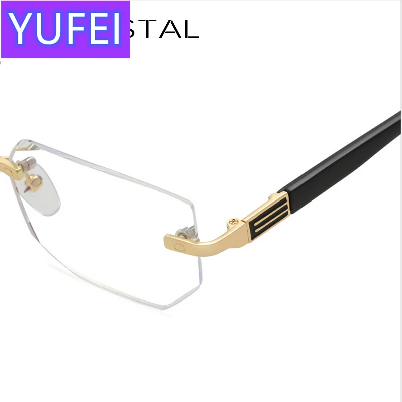

Anti Blue Ray Reading Glasses Women Dimond Cutting Rimless Eyewear Men Anti Fatigue Hyperopia Presbyopic Glasses +1.5