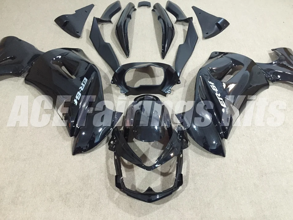 Легко Установка ABS Обтекатели комплект подходит для Kawasaki Ninja 650R ER-6F 06 07 08 650 ER6F 2006 2007 2008 Пользовательские черный