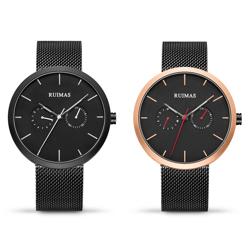 Мужские часы RUIMAS повседневные модные тонкие водонепроницаемые наручные со