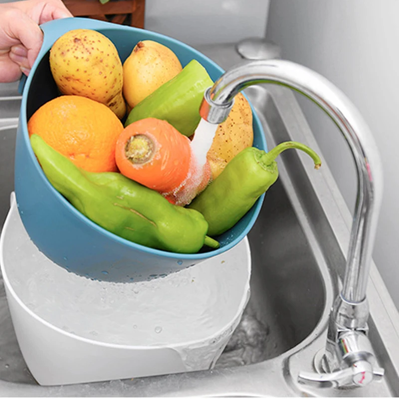 Двойная корзина для слива чаша мытья риса кухонная раковина ситечко лапша овощи