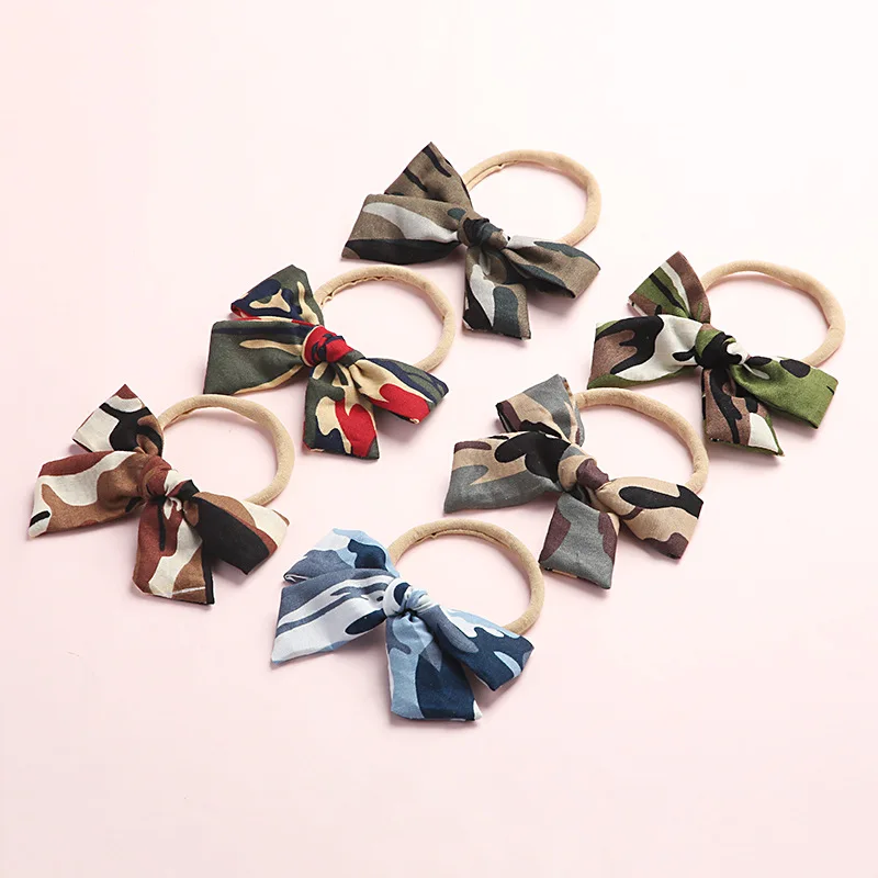 

Bows Headband Head Bands Girls Camouflage Hairband Nylon Traceless elastic hair bands Summer Hairpin Hair Accessories