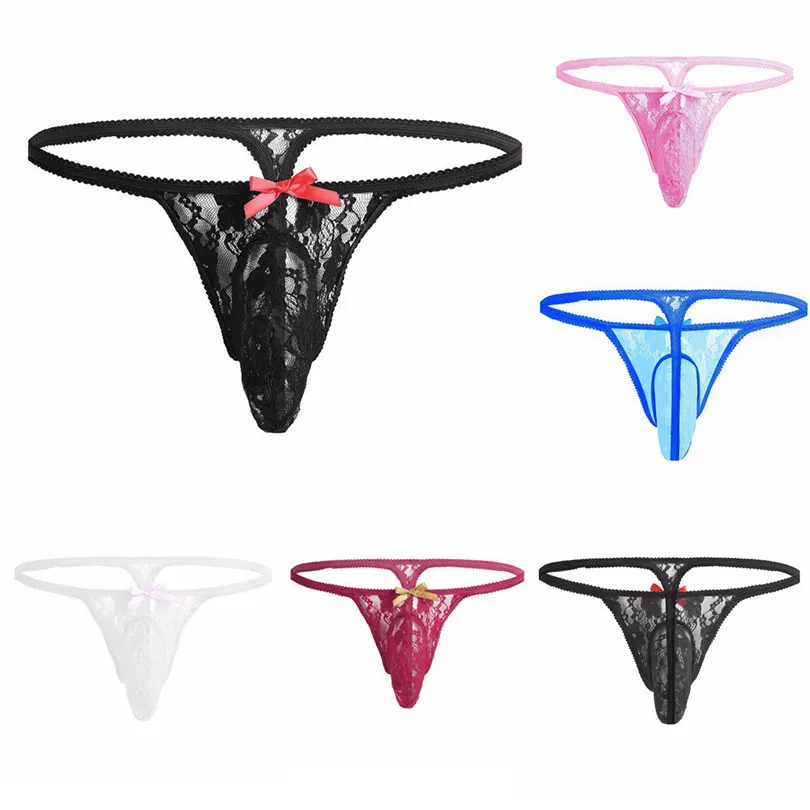 Однотонное кружевное мужское сексуальное нижнее белье стринги мужские T Back шорты