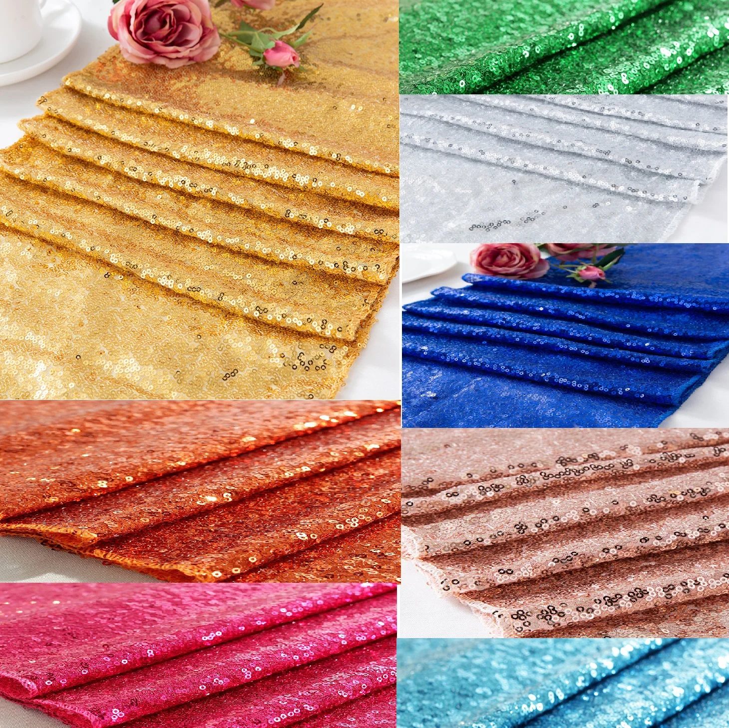 

1pcs Sparkly Rose Gold Sequin Table Runners For Weddings Party Decoration Christmas Cloth Decor Hotel Banquet Chemin De Mariage