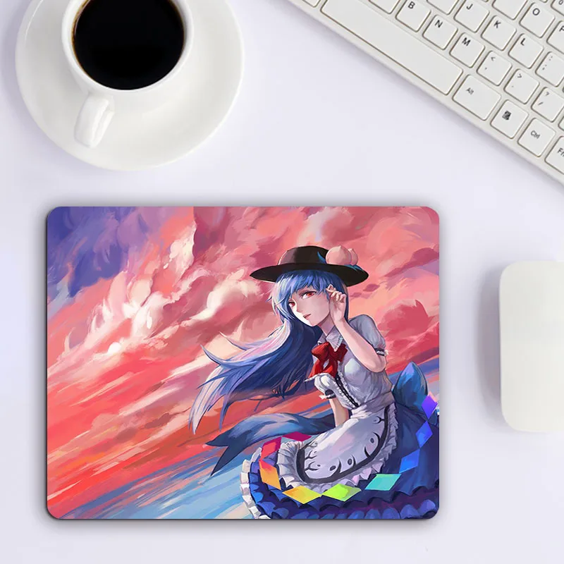 

Small Square Mouse Pad With Cartoon Pattern of Tenshi Hinanawi Gaming Pc Gamer Barato Non-slip Mat Kawaii Accessories Csgo
