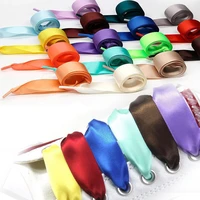 1 pair flat wide silk shoelaces candy color satin ribbon shoelaces for girls sneakers fashion shoe strings 8090100110 cm