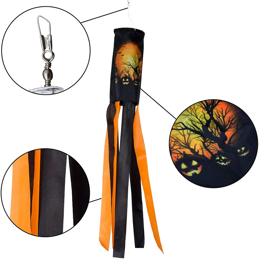 

Halloween Pumpkin Ghost Windsock Flag Porch Hanging Festival Decoration For Yard Patio Lawn Garden Party