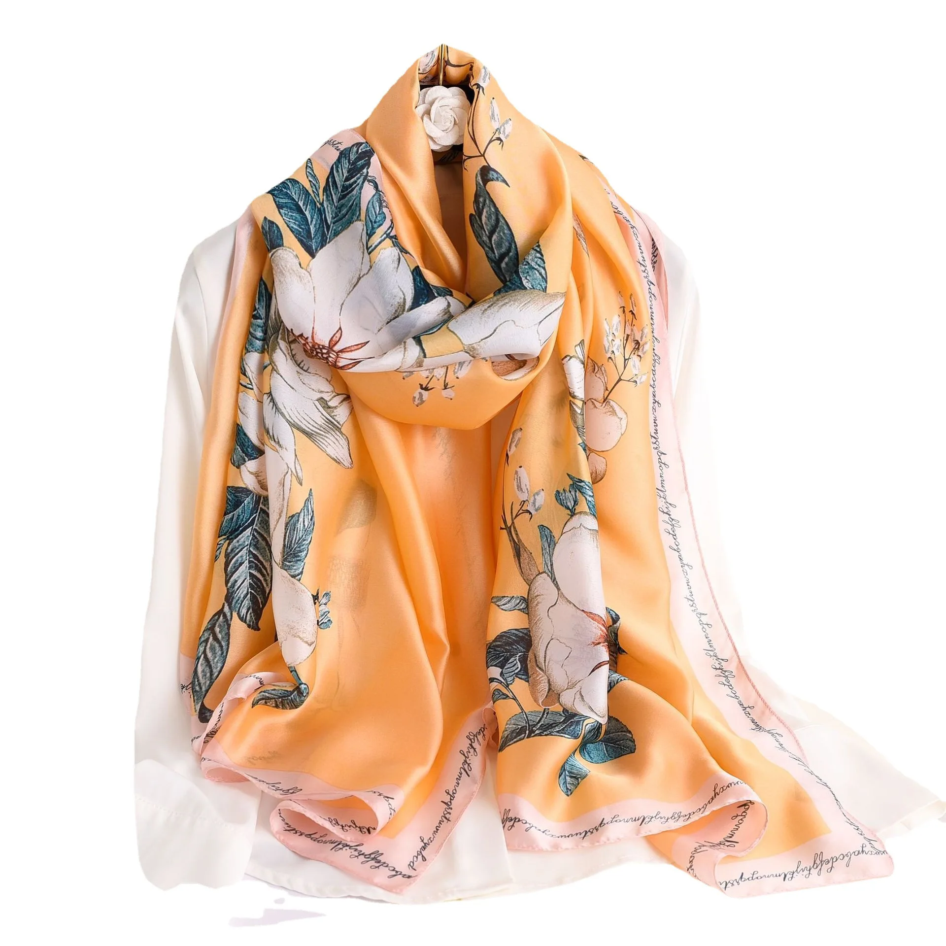 

90x180cm Luxury Brand New Silk Scarf for Women Spring Autumn and Winter Thin Section2021 New Summer Fashion Design Shawl