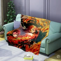 2021 new 3d print blanket demon slayer anime figure flannel blanket for beds cartoon throw bedspread sofa gift kids adult cute