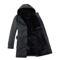 2021 winter new mens woolen coat plus velvet windbreaker hot style thick coat mid length mens windbreaker mens clothing
