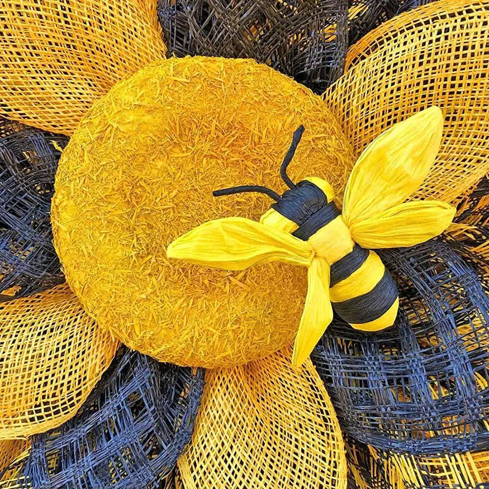 

1Pc Sign Plaques Sunflower Welcome Little Bee Ornaments Wall Decoration Home Please Outdoor Wreath Decorative Pendant Home Decor