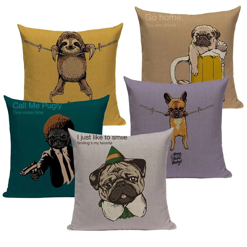 

Pug Dog Sports Cycling Cushion Cute Cover Sleep Dog Throw Pillow Cover Animal Cushion Cover Sofa Decoratove Pillow Case Custom