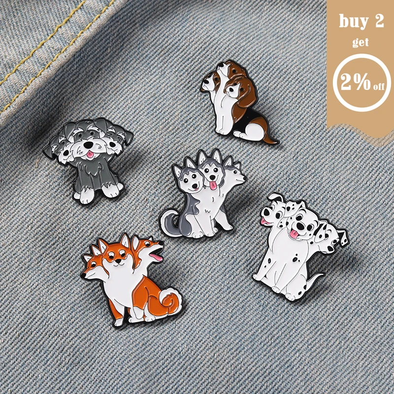 Брошь с трехсторонней собакой эмалированная брошь Cerberus модная мультяшная