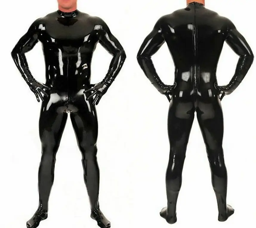 Женский латексный костюм 100% резиновые черные колготки Gummi Catsuit Размер 0 4 мм| |