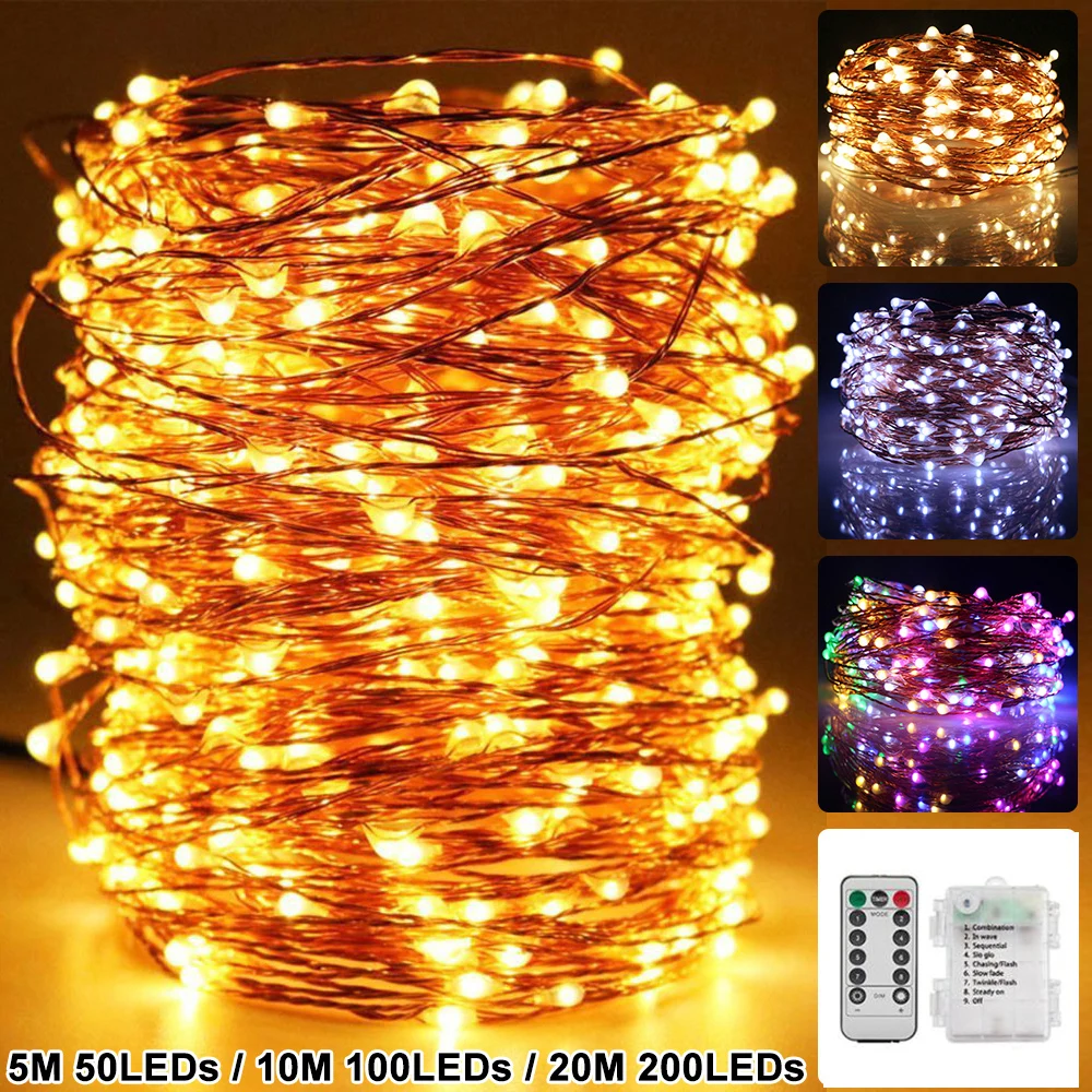 

✅Fairy Lights Battery Operated 100LED String Lights Remote Control Timer Twinkle String Lights 8 Modes 16.4 Feet Firefly Lights