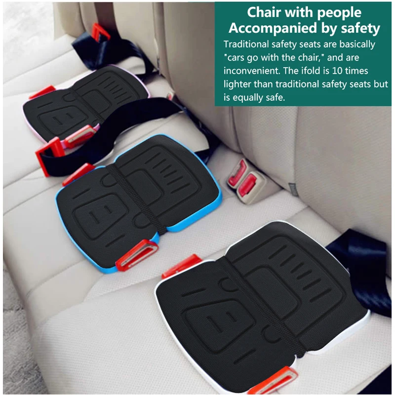 Strolex Portable Car Safety Seat Toddler Kids Safety Cushion Harness Travel Pocket Carseats Foldable Baby Car Seat Liners 2-12Y