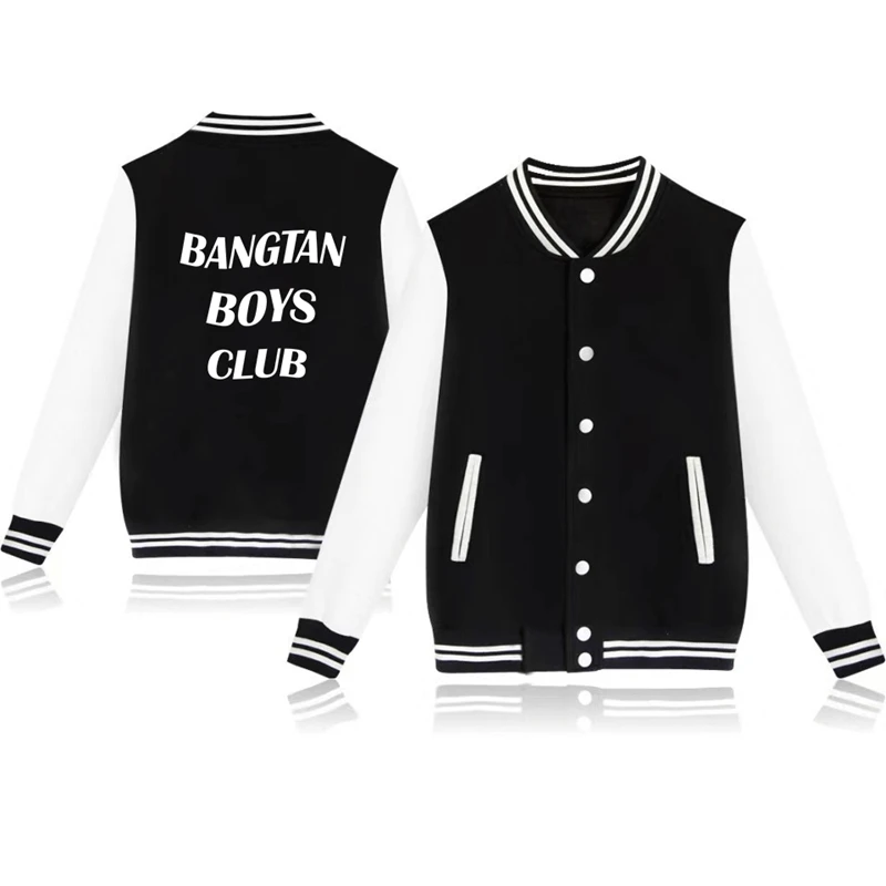 

Pack of 3 Pcs Bangtan Boys Club Print Harajuku Korean Streetwear Autumn And Winter Women Baseball Uniform Patchwork Jacket