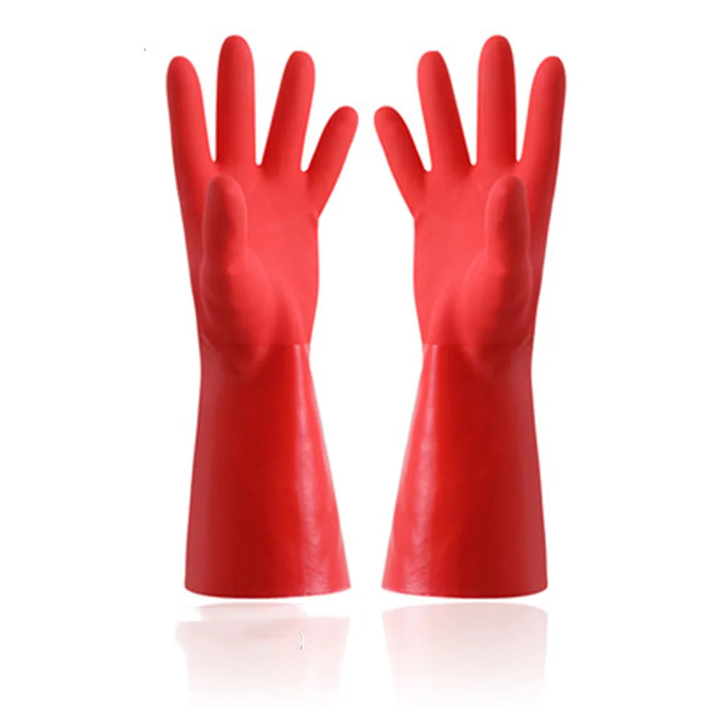 

1 Pcs Pvc Gloves Red Non-slip Thicken Rubber Gloves Baking Garde Kitchen Household Clean Product Protect
