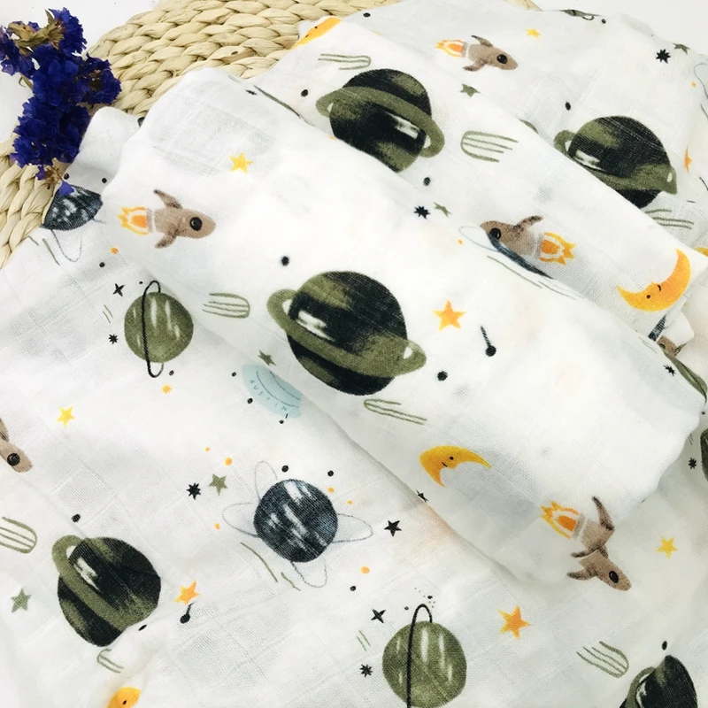 bamboo cotton Космическое муслиновое одеяло из бамбукового волокна с цветочным принтом, детское постельное белье, банные полотенца-покрывала, одеяло для новорожденных, пеленальный Конверт для младенцев, обертка - Цвет: bamboo cotton