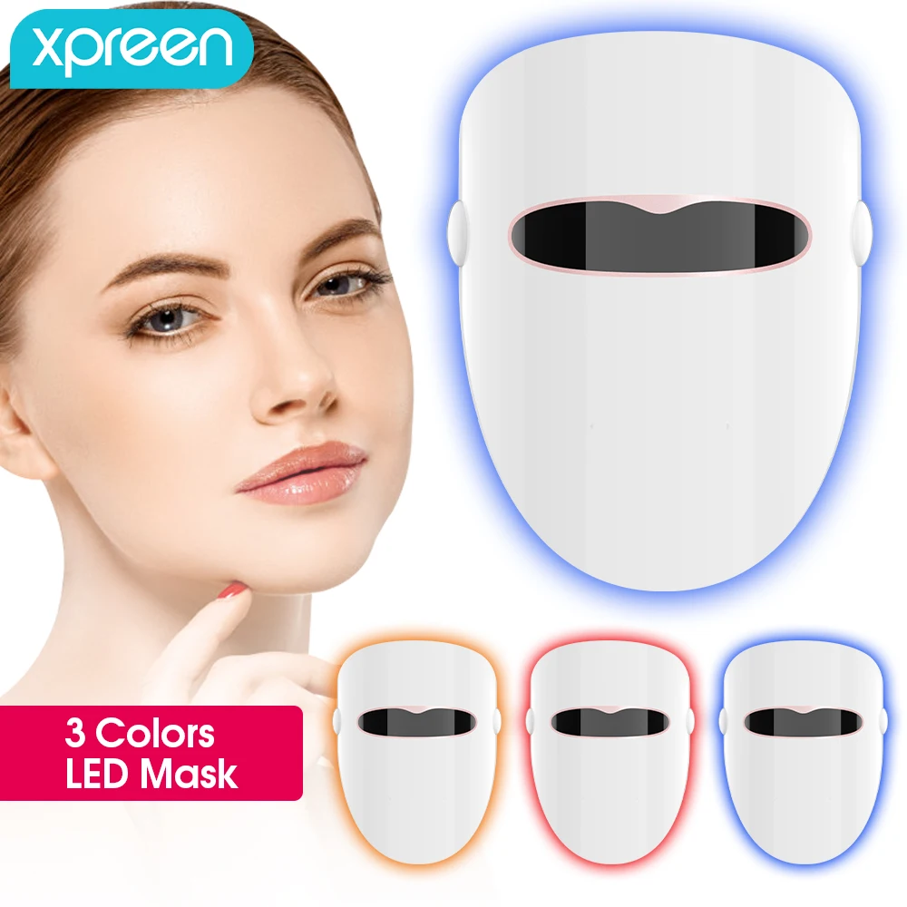 Светодиодная маска для лица XPREEN 3 цвета встроенный таймер омоложение кожи шеи