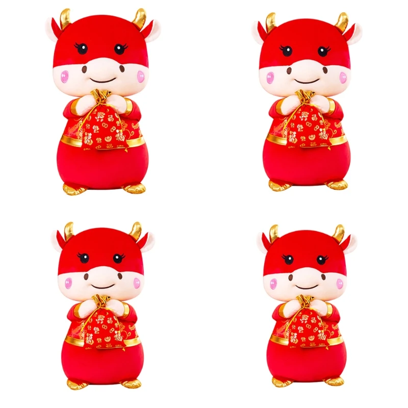 

Chinese New Year Animal Plush Red Cattle Doll Cow Lucky Doll Stuffed Animal