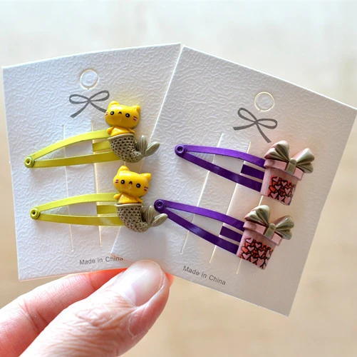 2 шт. новинка милый кот слон Мультяшные аксессуары для волос девочек заколки