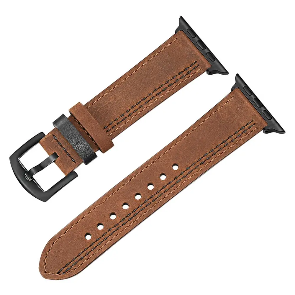 Уникальный ремешок из натуральной коровьей кожи для iWatch Apple Watch Series 5 4 3 2 1 38 мм 40 мм 42 мм 44 мм 316L сталь застежка ремешок