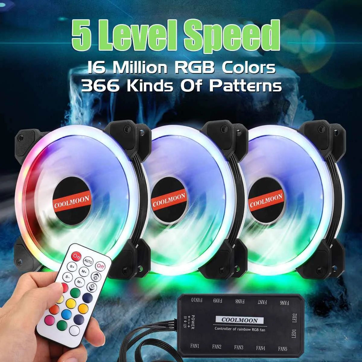 3 шт., охлаждающий веер для компьютера, охлаждающий веер RGB, регулируемый охлаждающий веер er, скорость 120 мм, тихий ИК-пульт дистанционного управления, кулер для компьютера, охлаждающий вентилятор RGB