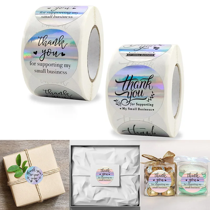 500 шт./рулон Спасибо наклейки подарочная упаковка коммерческая декоративные