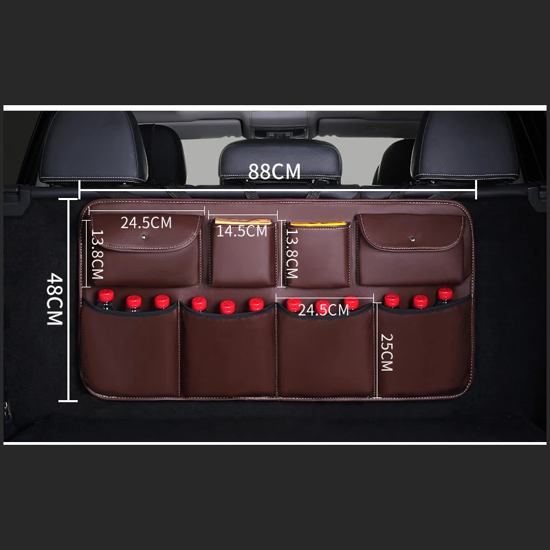 

High Quality Pu Leather Car Seat Back Organizer 3 Colors SUV Car Trunk Organizer Storage Bag Pocket Hanging Multi-use Universal