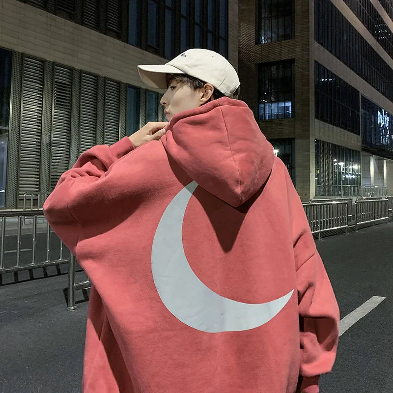 Светоотражающие толстовки Moon свободная Мужская толстовка оранжевые осенне